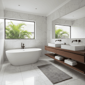 A master ensuite featuring expert bathroom plumbing installations Johannesburg by Academy Plumbers.
