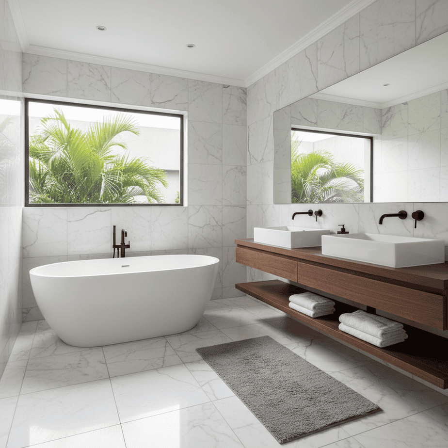 A master ensuite featuring expert bathroom plumbing installations Johannesburg by Academy Plumbers.