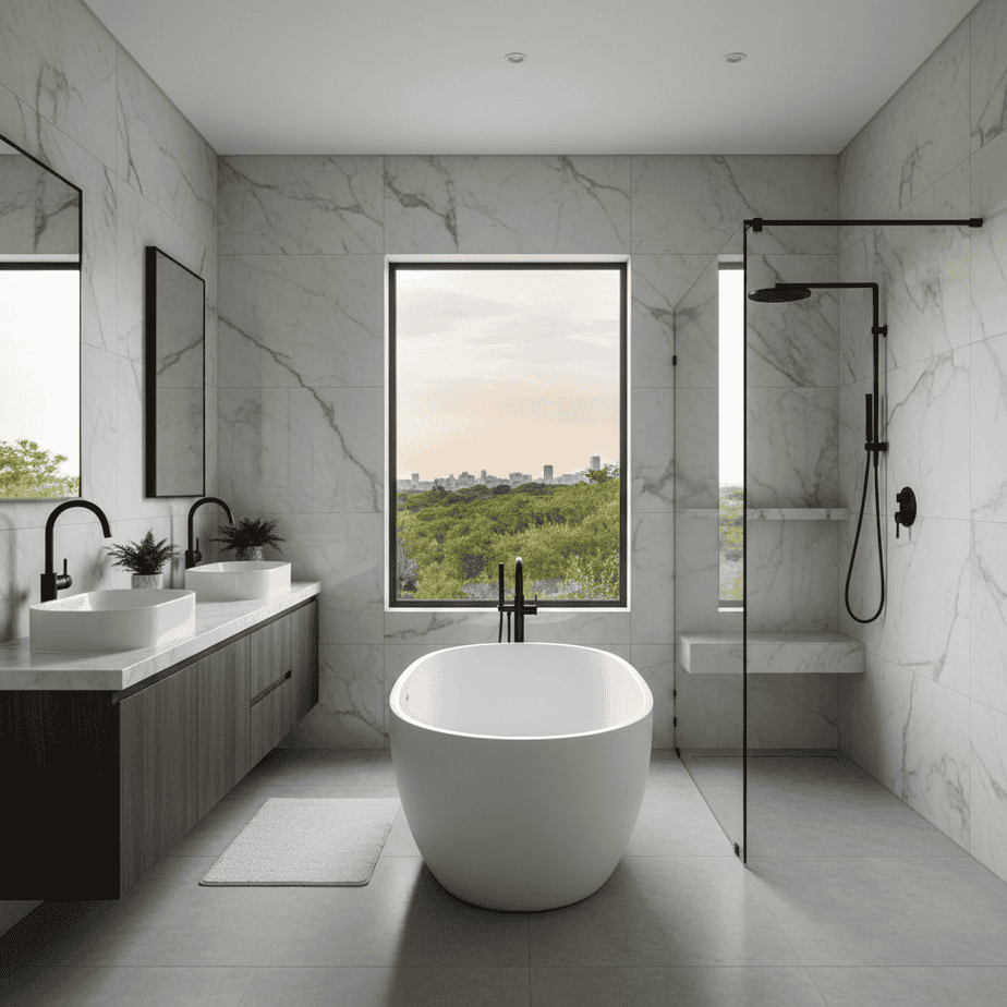 Modern master bathroom showing high-end finishes from bathroom renovations Johannesburg project.