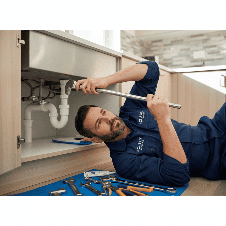 A professional working on a kitchen sink, representing residential plumbers Johannesburg homeowners trust.